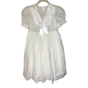 Vintage Laura Ashley Mother & Child 8 White Dress Lace Collar Bow Petticoat RARE